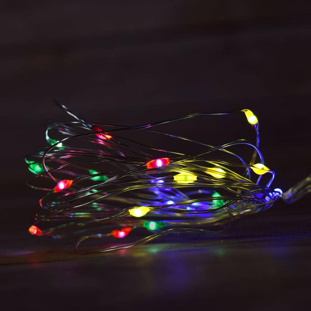 7 FT | 20 LED Weatherproof Battery Operated Copper Wire RGB Multi-color LED Fairy String Lights With Timer - PaperLanternStore.com - Paper Lanterns, Decor, Party Lights & More