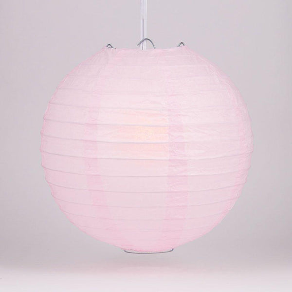 8" Pink Round Paper Lantern, Even Ribbing, Chinese Hanging Wedding & Party Decoration - PaperLanternStore.com - Paper Lanterns, Decor, Party Lights & More