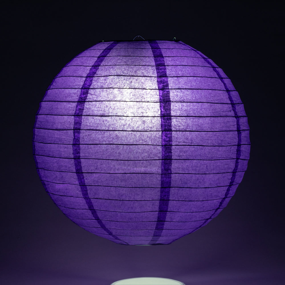 30" Plum Purple Jumbo Round Paper Lantern, Even Ribbing, Chinese Hanging Wedding & Party Decoration - PaperLanternStore.com - Paper Lanterns, Decor, Party Lights & More