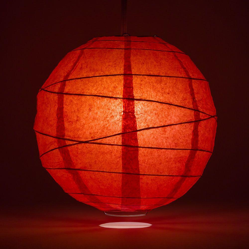 30" Red Jumbo Round Paper Lantern, Crisscross Ribbing, Chinese Hanging Wedding & Party Decoration