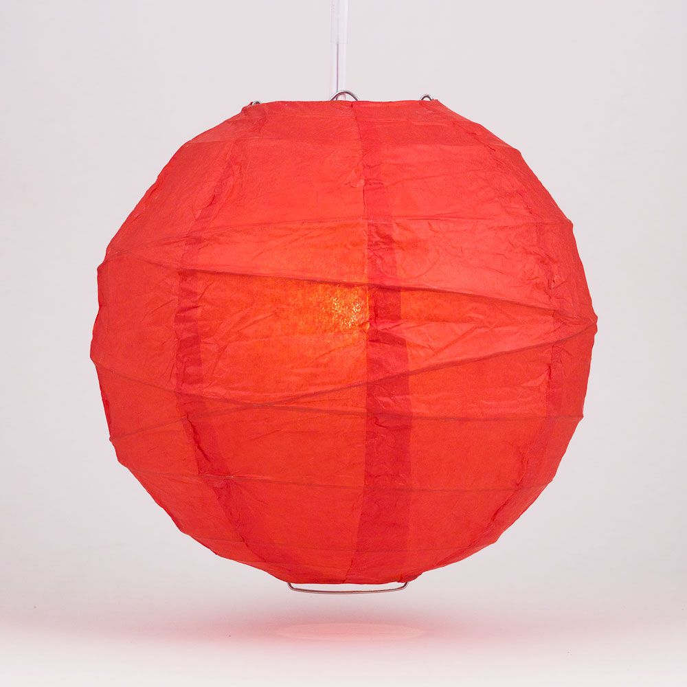 16&quot; Red Round Paper Lantern, Crisscross Ribbing, Chinese Hanging Wedding &amp; Party Decoration - PaperLanternStore.com - Paper Lanterns, Decor, Party Lights &amp; More