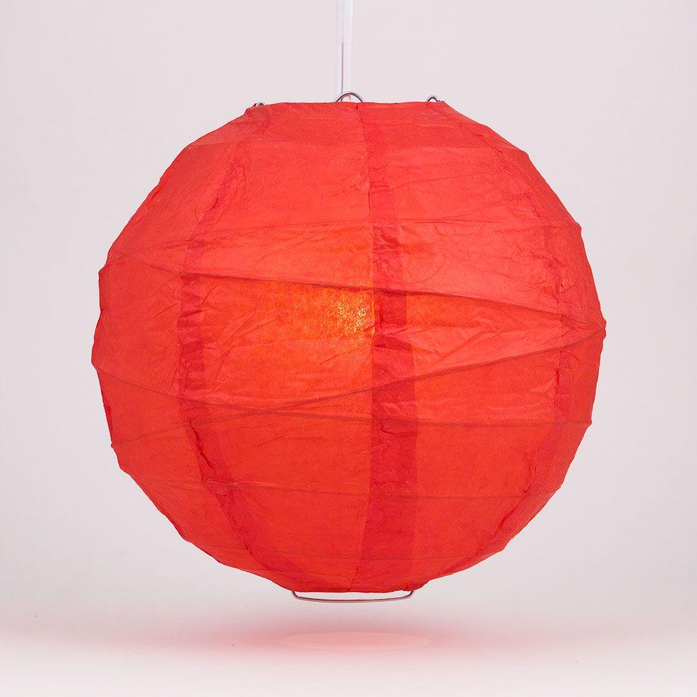 8&quot; Red Round Paper Lantern, Crisscross Ribbing, Chinese Hanging Wedding &amp; Party Decoration