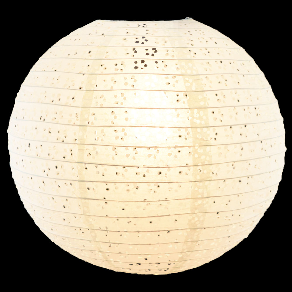 24" Round Eyelet Lace Look Paper Lantern - White - PaperLanternStore.com - Paper Lanterns, Decor, Party Lights & More