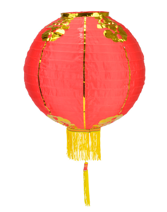 24" Red Traditional Nylon Chinese Lantern w/Tassel - PaperLanternStore.com - Paper Lanterns, Decor, Party Lights & More