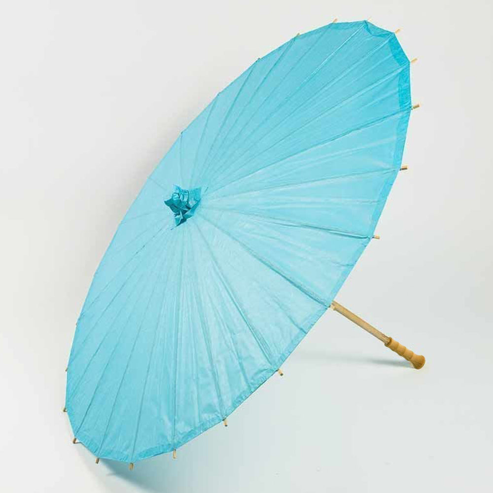32&quot; Water Blue Paper Parasol Umbrella with Elegant Handle