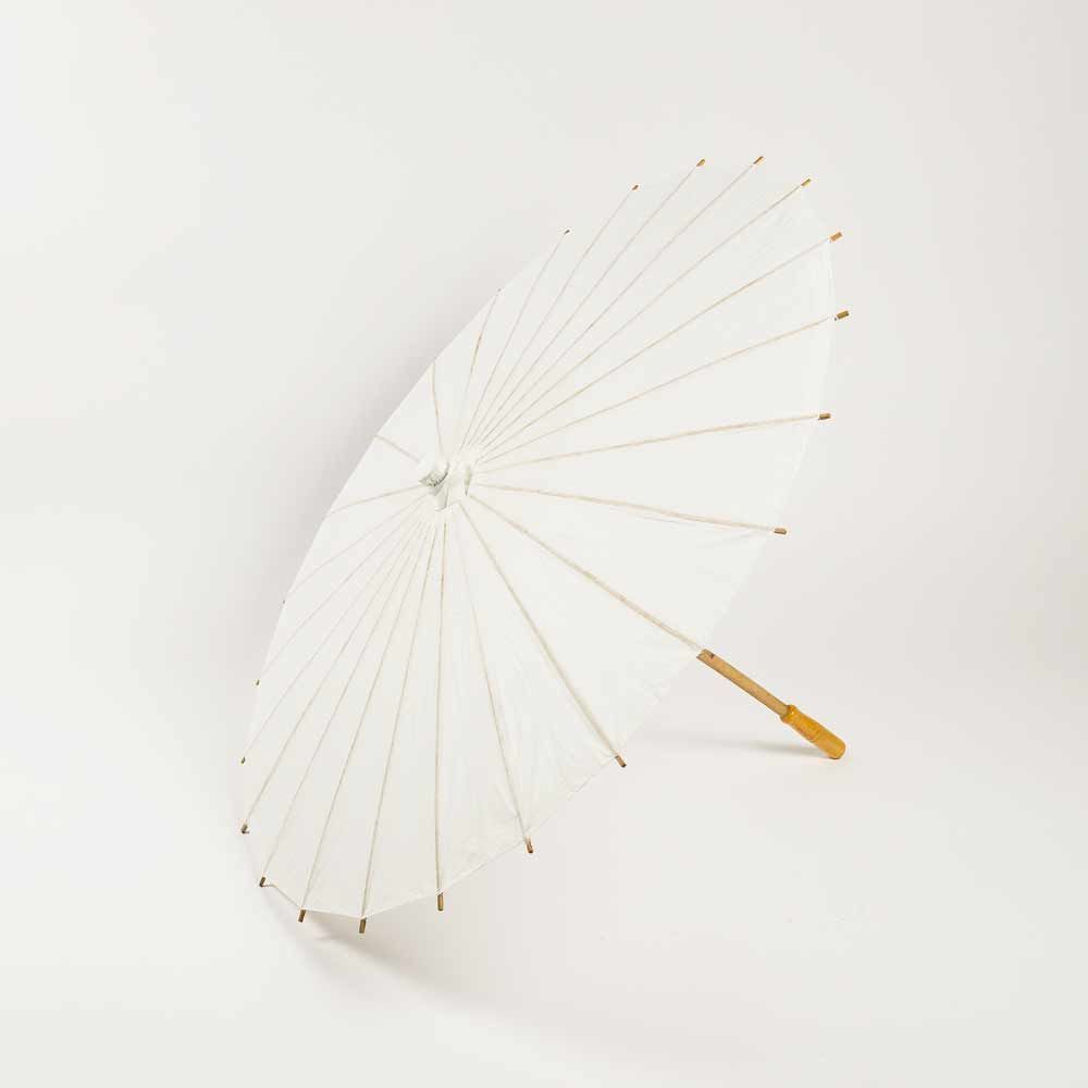 28&quot; White Paper Parasol Umbrella - PaperLanternStore.com - Paper Lanterns, Decor, Party Lights &amp; More