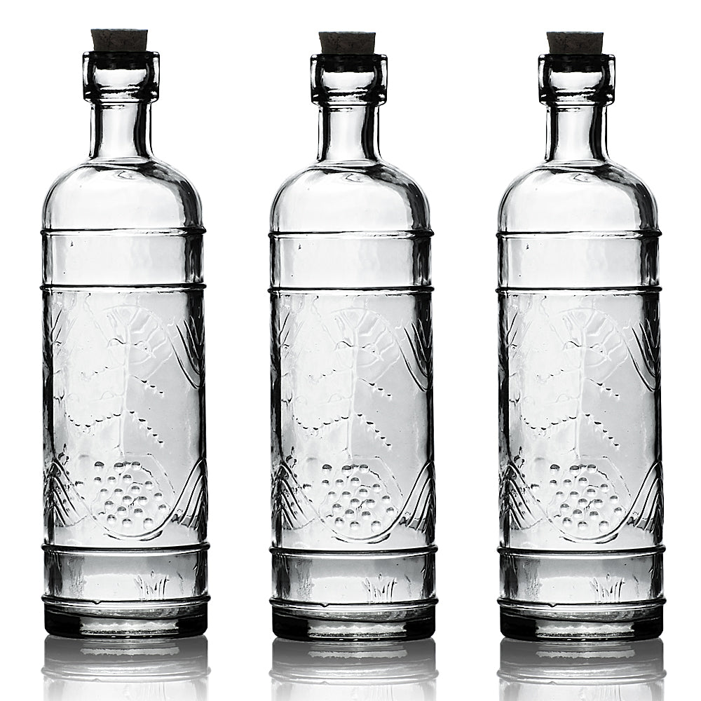 3 Pack | 6.5" Mabel Clear Vintage Glass Bottle with Cork - DIY Wedding Flower & Bud Vases - PaperLanternStore.com - Paper Lanterns, Decor, Party Lights & More
