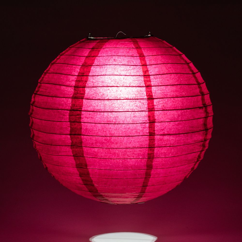 6" Velvet Red Round Paper Lantern, Even Ribbing, Chinese Hanging Wedding & Party Decoration - PaperLanternStore.com - Paper Lanterns, Decor, Party Lights & More