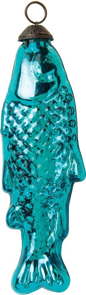 Mercury Glass Fish Ornament, Medium Turquoise - PaperLanternStore.com - Paper Lanterns, Decor, Party Lights & More