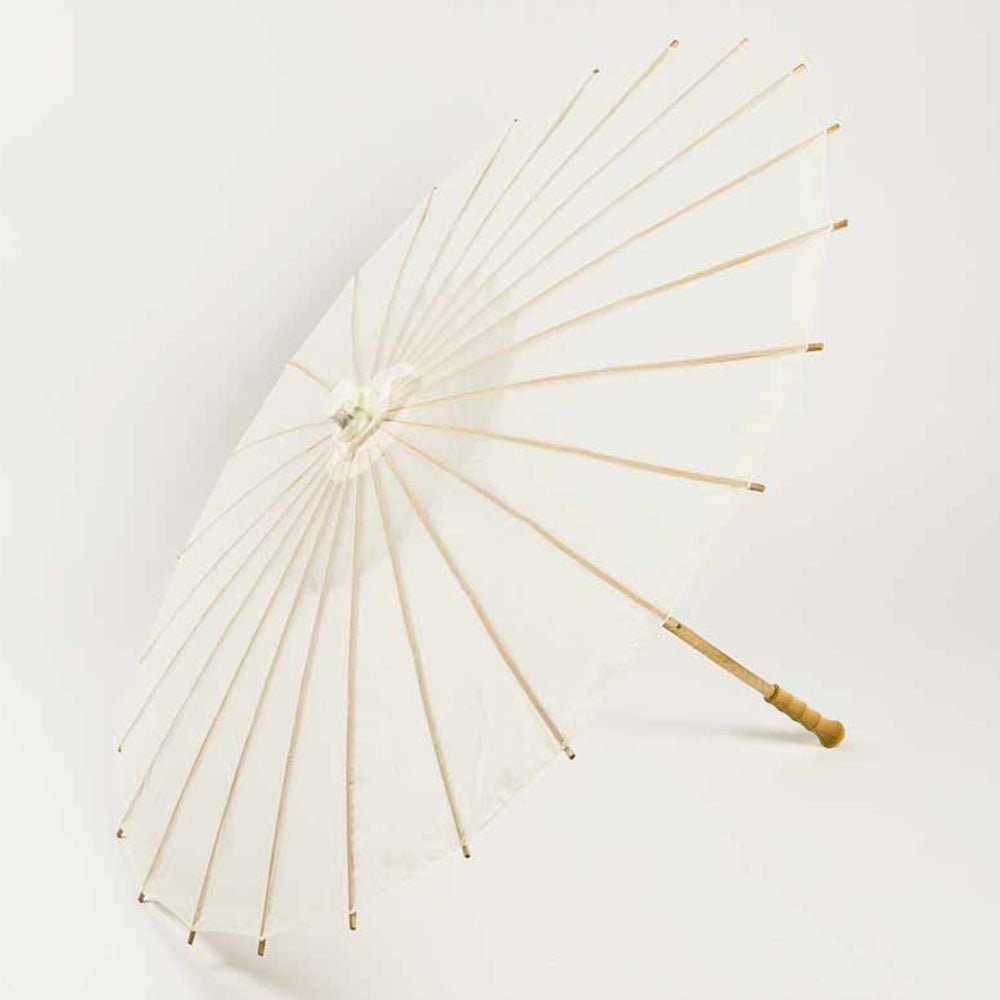 Extra Large 38" Beige / Ivory Nylon Parasol Umbrella with Elegant Handle