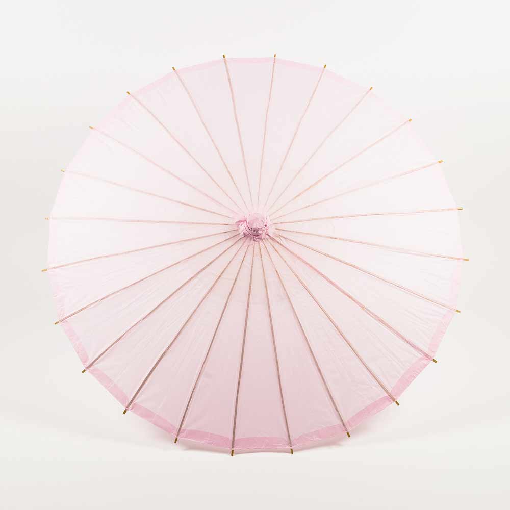 BULK PACK (10) 32&quot; Pink Paper Parasol Umbrellas with Elegant Handles