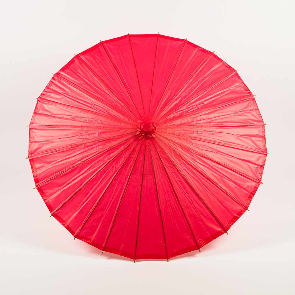 BULK PACK (10-Pack) 32&quot; Red Paper Parasol Umbrella with Elegant Handle