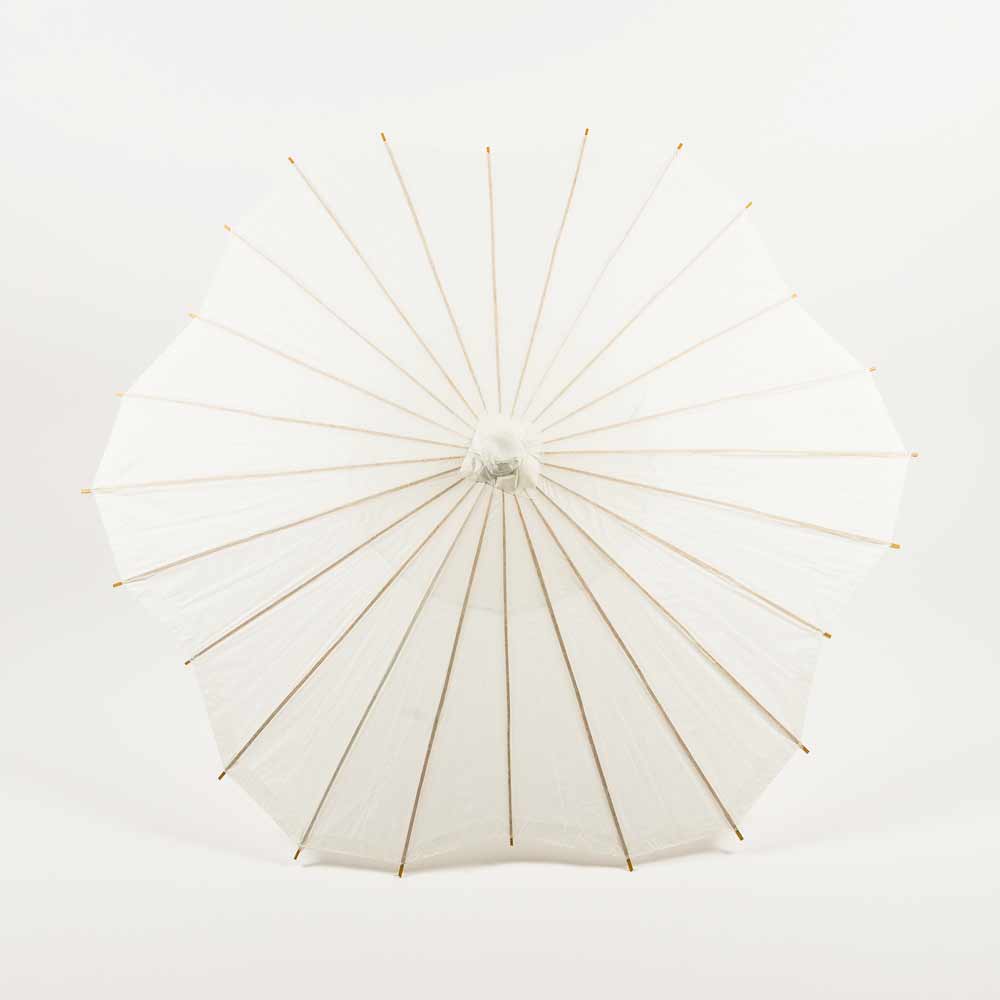 BULK PACK (10-Pack) 32" White Paper Parasol Umbrella, Scallop Blossom Shaped with Elegant Handle