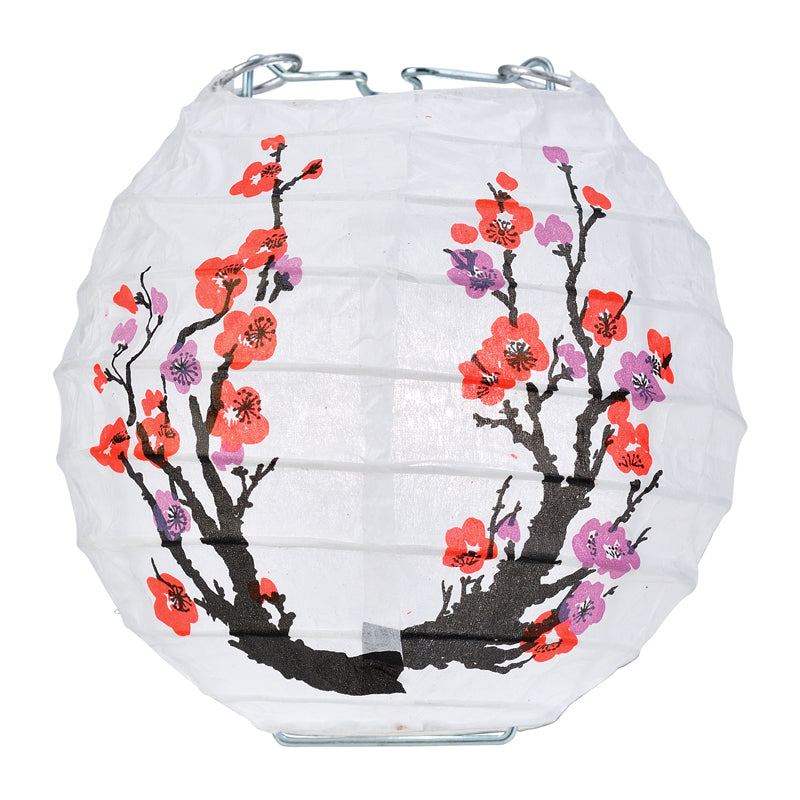 10 Socket Cherry Blossom / Sakura Round Paper Lantern Party String Lights (4" Lanterns, Expandable) - PaperLanternStore.com - Paper Lanterns, Decor, Party Lights & More