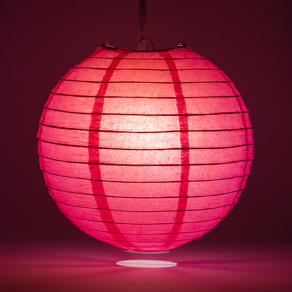 8" Fuchsia / Hot Pink Round Paper Lantern, Even Ribbing, Chinese Hanging Wedding & Party Decoration - PaperLanternStore.com - Paper Lanterns, Decor, Party Lights & More