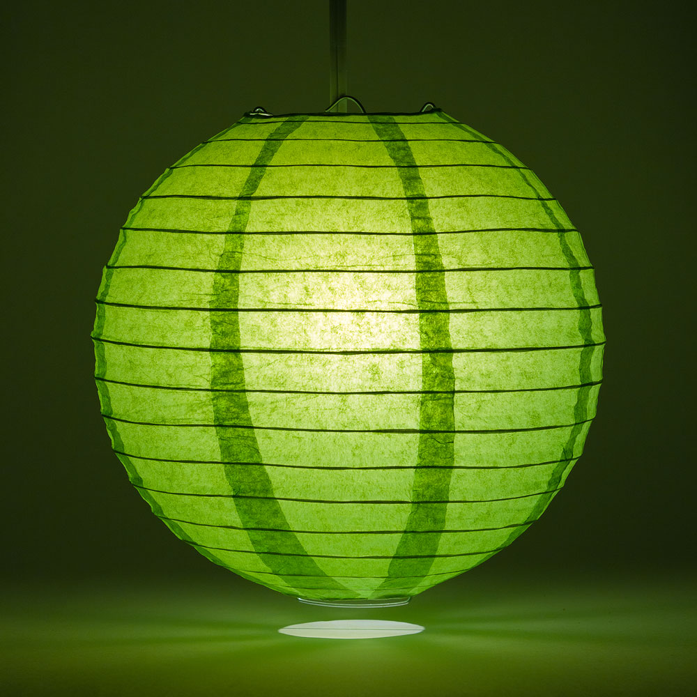36" Grass Greenery Jumbo Round Paper Lantern, Even Ribbing, Chinese Hanging Wedding & Party Decoration - PaperLanternStore.com - Paper Lanterns, Decor, Party Lights & More