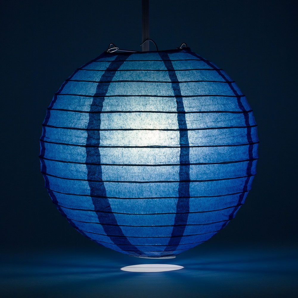 8" Navy Blue Round Paper Lantern, Even Ribbing, Chinese Hanging Wedding & Party Decoration - PaperLanternStore.com - Paper Lanterns, Decor, Party Lights & More