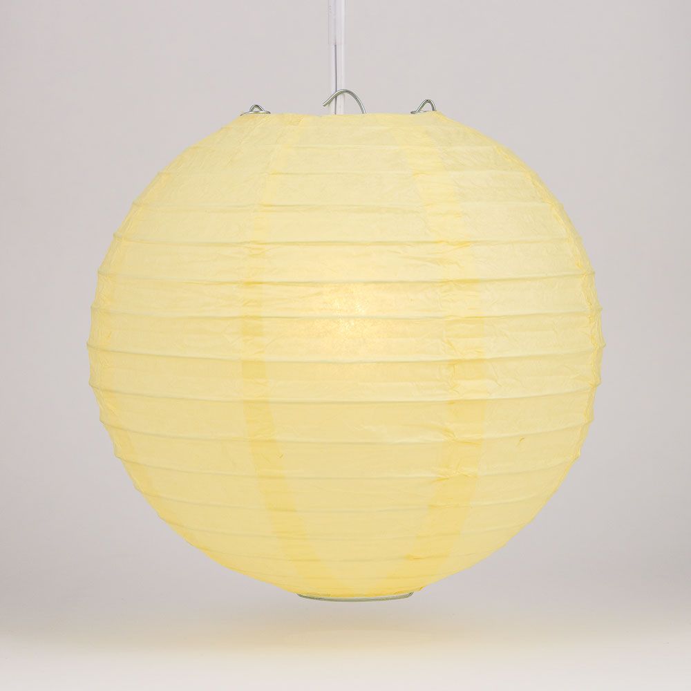 4&quot; Lemon Yellow Round Paper Lantern, Even Ribbing, Hanging Decoration (10-Pack) - PaperLanternStore.com - Paper Lanterns, Decor, Party Lights &amp; More
