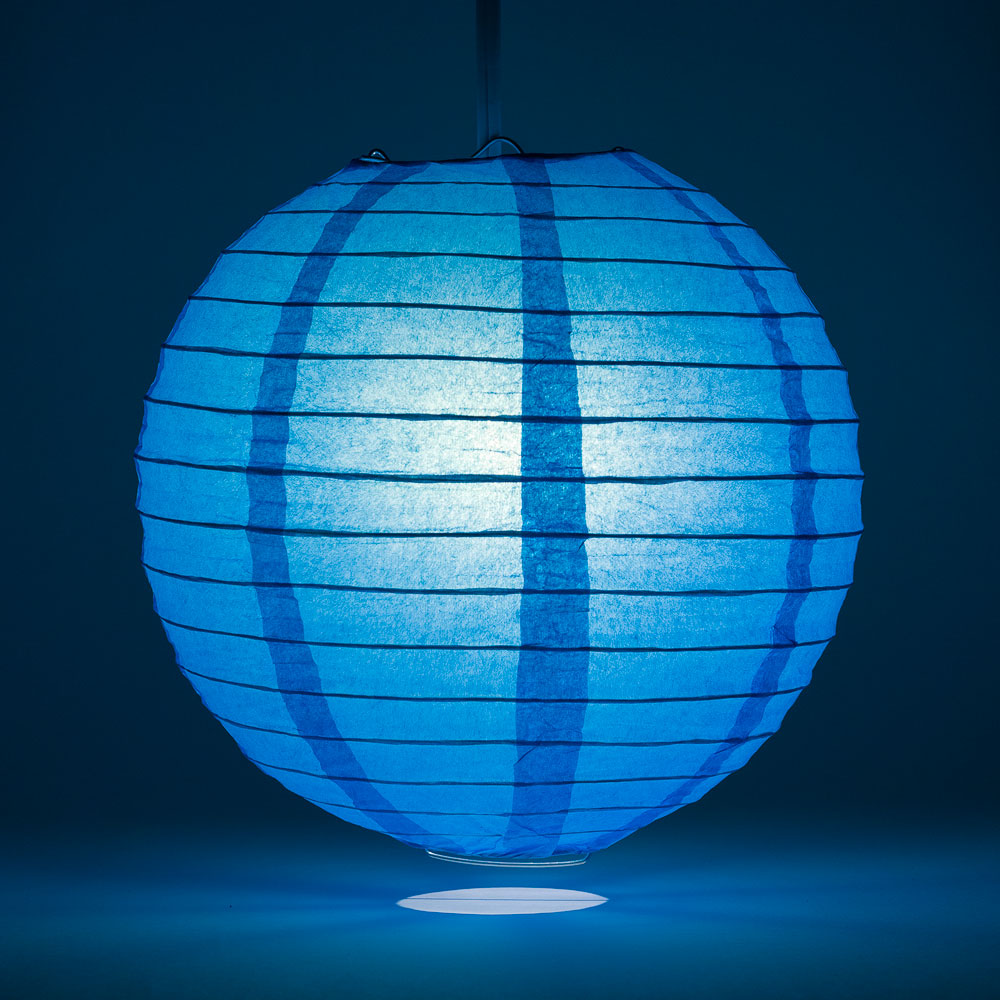14&quot; Turquoise Round Paper Lantern, Even Ribbing, Chinese Hanging Wedding &amp; Party Decoration - PaperLanternStore.com - Paper Lanterns, Decor, Party Lights &amp; More