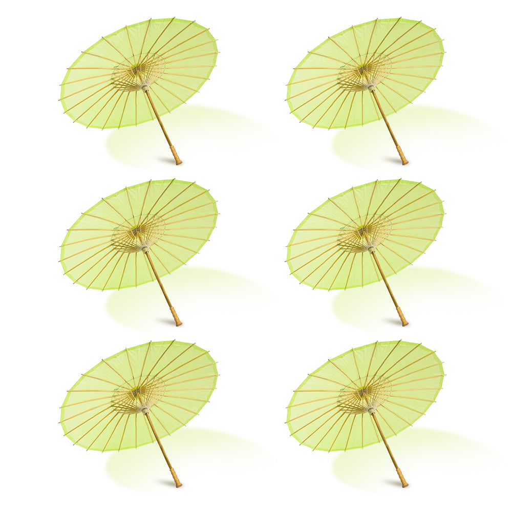 BULK PACK (6-Pack) 32&quot; Light Lime Paper Parasol Umbrella with Elegant Handle