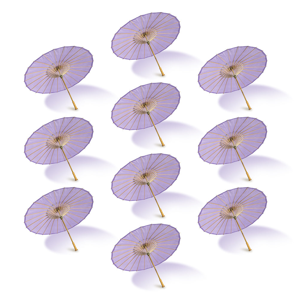 BULK PACK (10-Pack) 32" Lavender Paper Parasol Umbrella with Elegant Handle