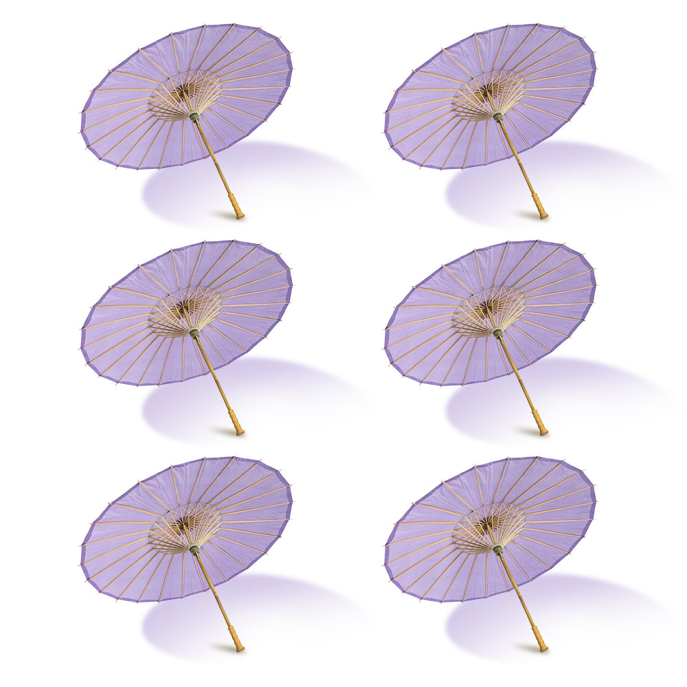 BULK PACK (6-Pack) 32" Lavender Paper Parasol Umbrella with Elegant Handle