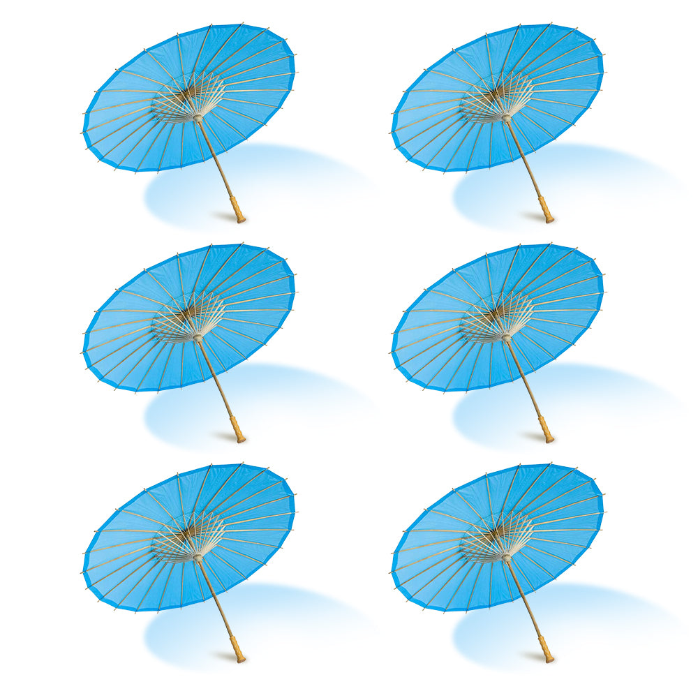 BULK PACK (6-Pack) 32" Turquoise Paper Parasol Umbrella with Elegant Handle