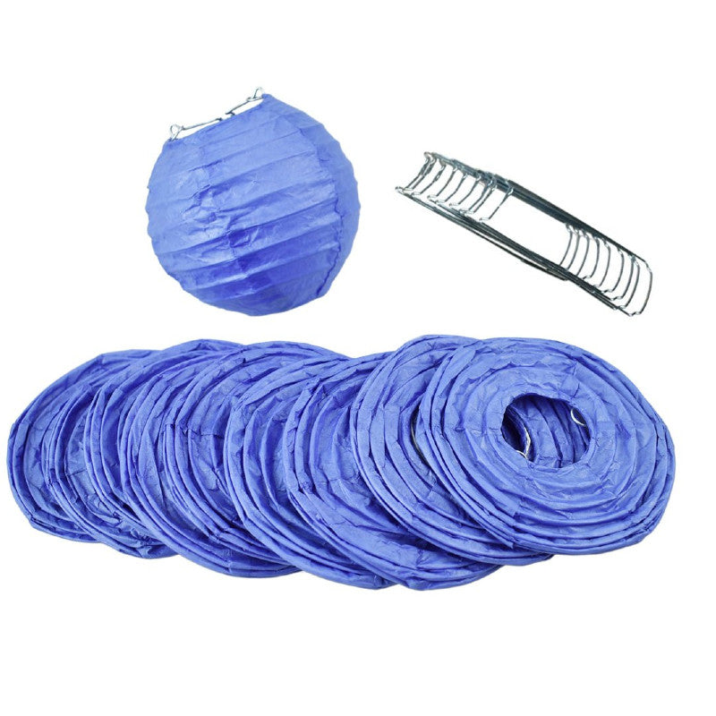 4" Astra Blue / Very Periwinkle Round Paper Lantern, Even Ribbing, Hanging Decoration (10 PACK) - PaperLanternStore.com - Paper Lanterns, Decor, Party Lights & More
