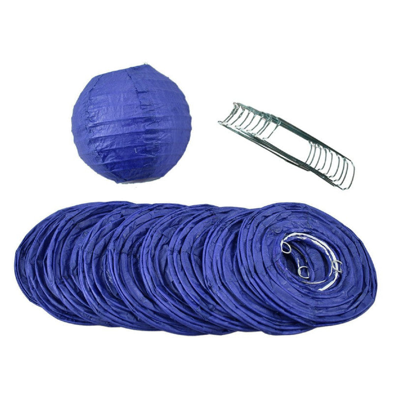 4" Navy Blue Round Paper Lantern, Even Ribbing, Hanging Decoration (10 PACK) - PaperLanternStore.com - Paper Lanterns, Decor, Party Lights & More