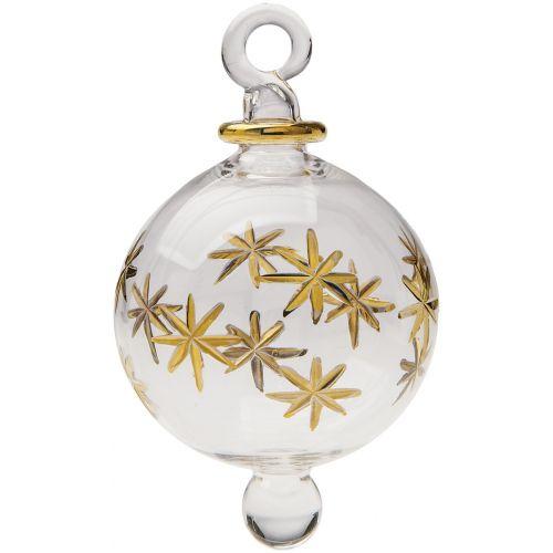 Clear Egyptian Hand Blown Glass Ball Ornament with Etched Star Design - PaperLanternStore.com - Paper Lanterns, Decor, Party Lights & More