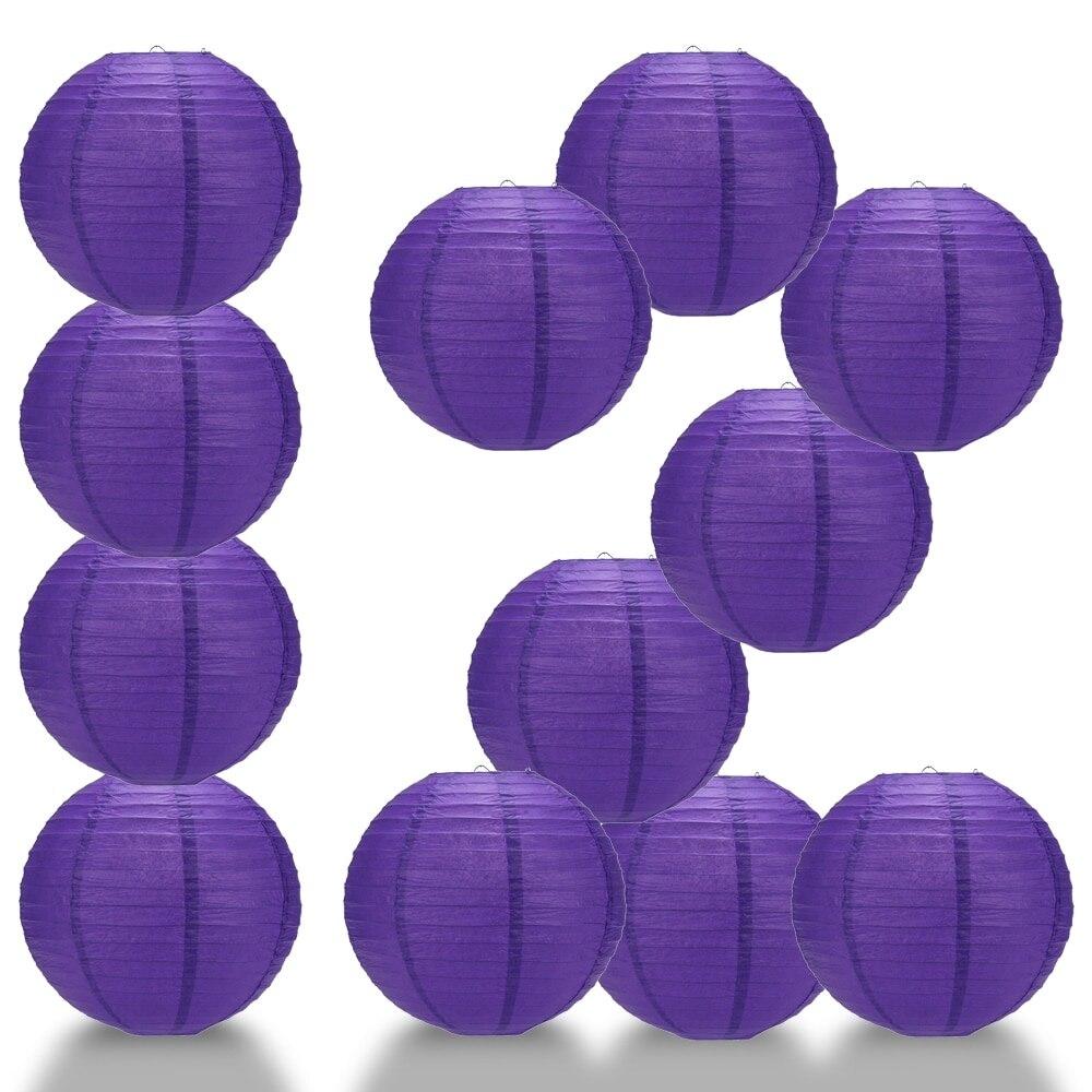 BULK PACK (12) 42" Plum Purple Round Paper Lantern, Even Ribbing, Hanging Decoration - PaperLanternStore.com - Paper Lanterns, Decor, Party Lights & More