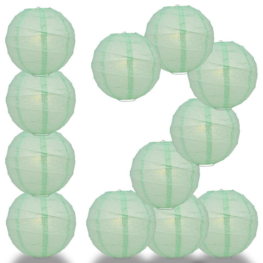 BULK PACK (12) 24" Cool Mint Green Round Paper Lantern, Crisscross Ribbing, Chinese Hanging Wedding & Party Decoration - PaperLanternStore.com - Paper Lanterns, Decor, Party Lights & More