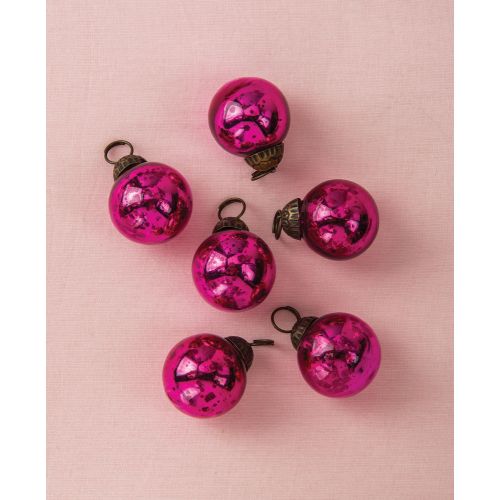 6 Pack | 1.5&quot; Fuchsia Ava Mini Mercury Handcrafted Glass Balls Ornaments Christmas Tree Decoration