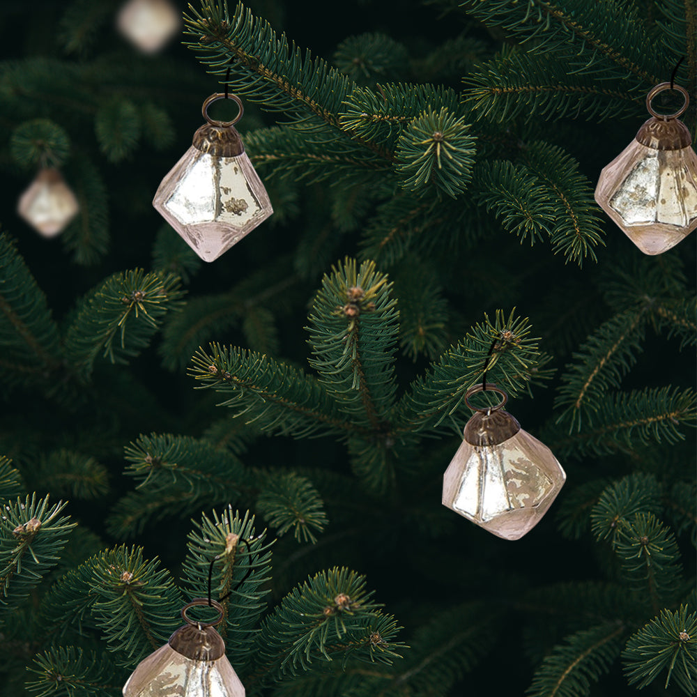 6 Pack | 1.5&quot; Silver Elizabeth Mercury Glass Diamond Ornament Christmas Tree Decoration - PaperLanternStore.com - Paper Lanterns, Decor, Party Lights &amp; More