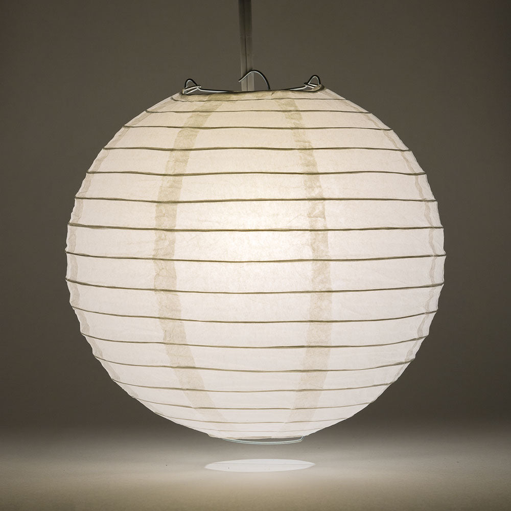 24&quot; White Round Paper Lantern, Even Ribbing, Chinese Hanging Wedding &amp; Party Decoration - PaperLanternStore.com - Paper Lanterns, Decor, Party Lights &amp; More