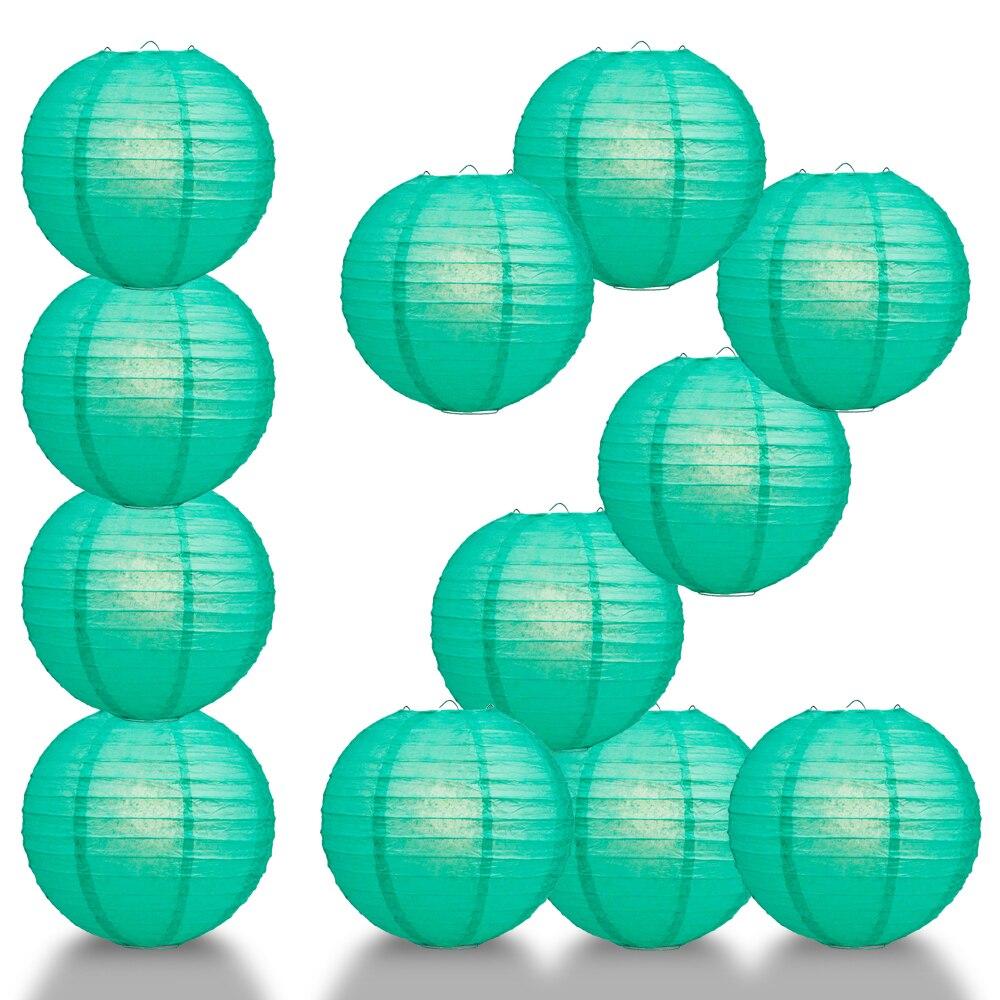 BULK PACK (12) 24" Teal Green Round Paper Lantern, Even Ribbing, Chinese Hanging Wedding & Party Decoration - PaperLanternStore.com - Paper Lanterns, Decor, Party Lights & More