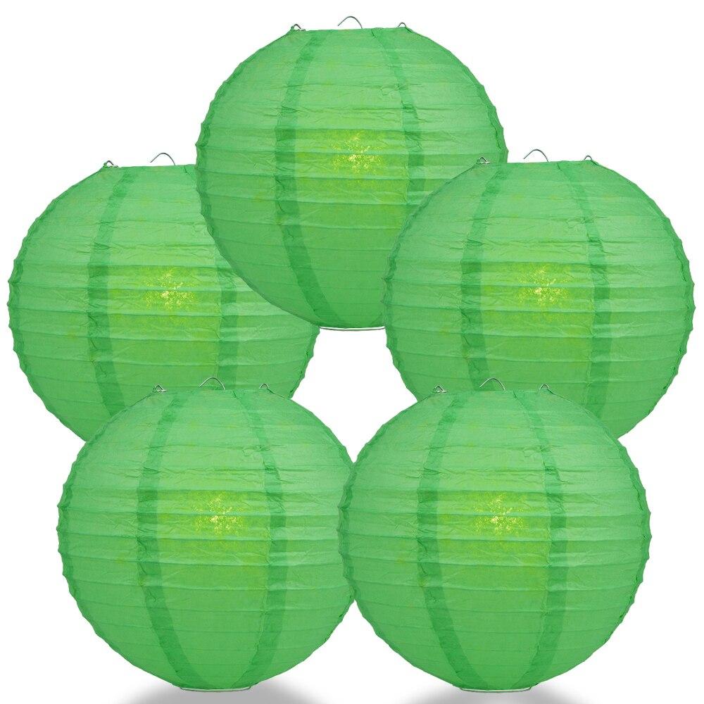 BULK PACK (5) 36" Emerald Green Jumbo Round Paper Lantern, Even Ribbing, Chinese Hanging Wedding & Party Decoration - PaperLanternStore.com - Paper Lanterns, Decor, Party Lights & More