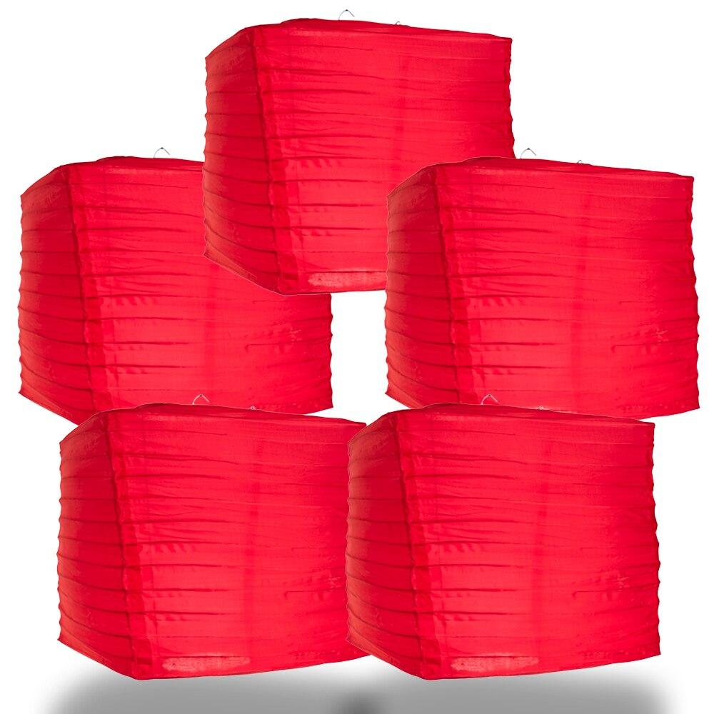 BULK PACK (5) 10&quot; Red Shimmering Nylon Square Lantern - PaperLanternStore.com - Paper Lanterns, Decor, Party Lights &amp; More