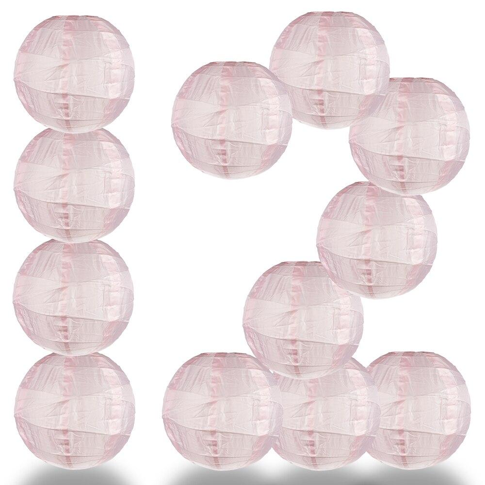 BULK PACK (12) 14" Irregular Ribbed Rose Quartz Pink Shimmering Nylon Lantern, Durable, Hanging - PaperLanternStore.com - Paper Lanterns, Decor, Party Lights & More