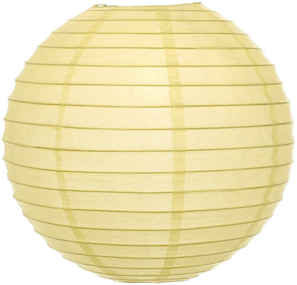 BULK PACK (5) 14" Lemon Yellow Chiffon Round Paper Lantern, Even Ribbing, Chinese Hanging Wedding & Party Decoration - PaperLanternStore.com - Paper Lanterns, Decor, Party Lights & More