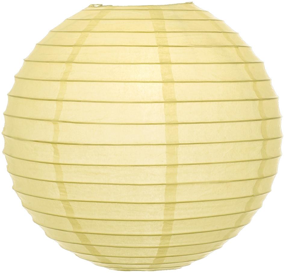 BULK PACK (5) 36" Lemon Yellow Chiffon Jumbo Round Paper Lantern, Even Ribbing, Chinese Hanging Wedding & Party Decoration - PaperLanternStore.com - Paper Lanterns, Decor, Party Lights & More