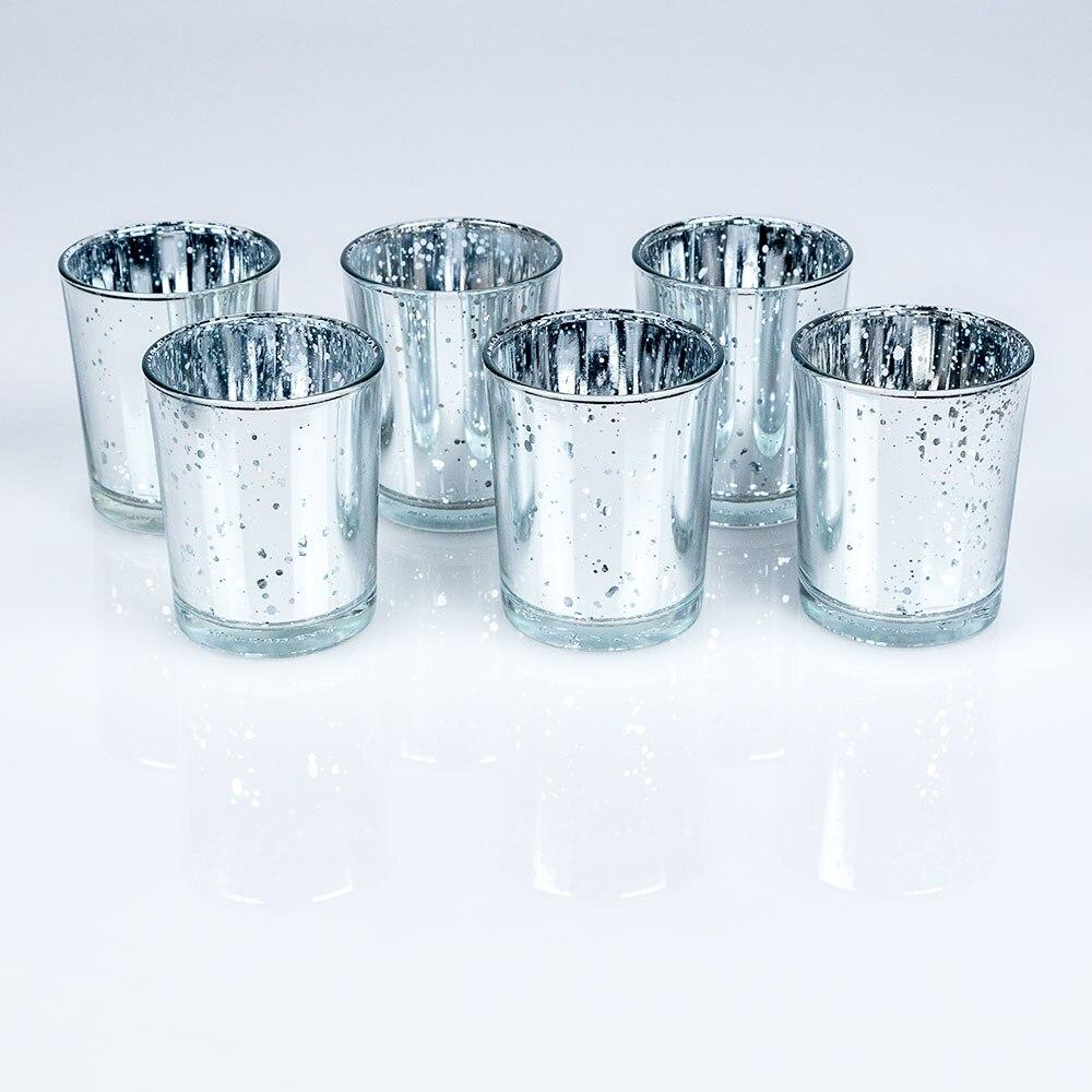 Mercury Glass Votive Tea Light Candle Holder - Silver (2.5 Inches) (24 PACK) - PaperLanternStore.com - Paper Lanterns, Decor, Party Lights & More