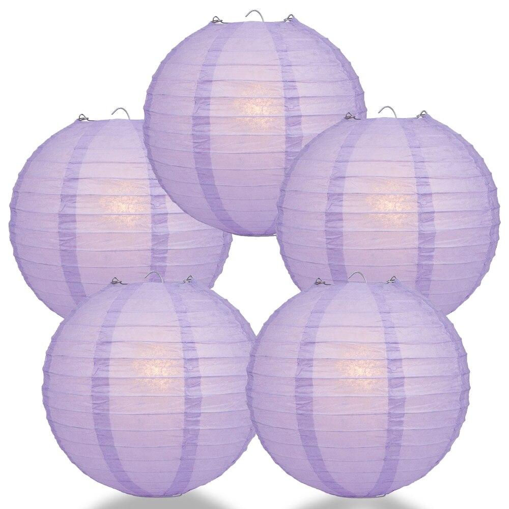 BULK PACK (5) 20" Lavender Round Paper Lantern, Even Ribbing, Chinese Hanging Wedding & Party Decoration - PaperLanternStore.com - Paper Lanterns, Decor, Party Lights & More