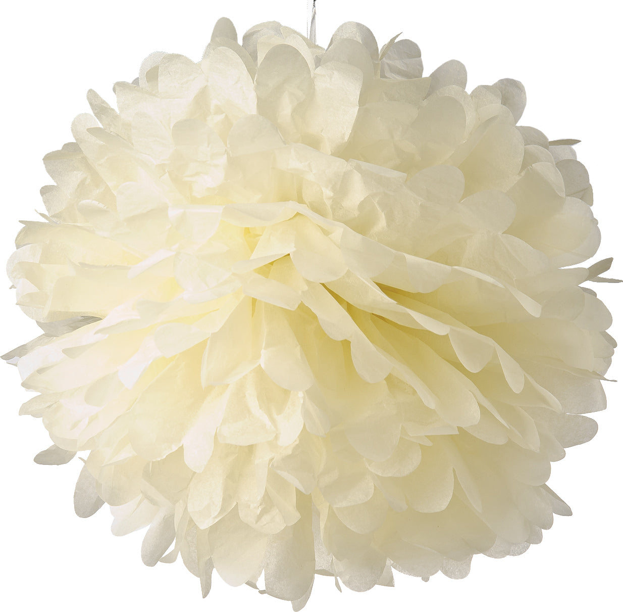 EZ-Fluff 8" Beige Tissue Paper Pom Pom Flowers, Hanging Decorations (4 PACK) - PaperLanternStore.com - Paper Lanterns, Decor, Party Lights & More