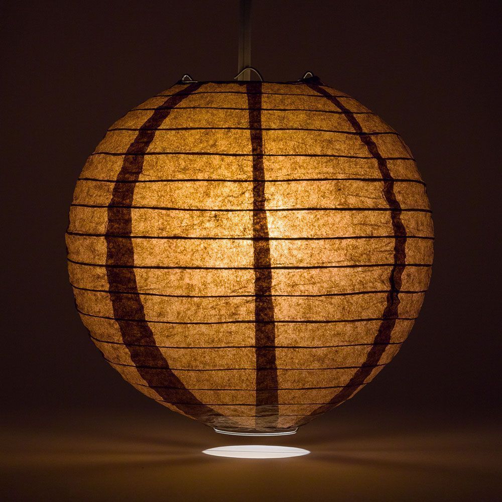 12" Brown Round Paper Lantern, Even Ribbing, Chinese Hanging Wedding & Party Decoration - PaperLanternStore.com - Paper Lanterns, Decor, Party Lights & More