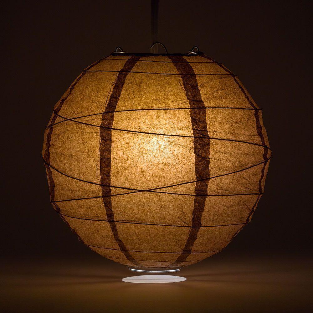 12" Brown Round Paper Lantern, Crisscross Ribbing, Chinese Hanging Wedding & Party Decoration - PaperLanternStore.com - Paper Lanterns, Decor, Party Lights & More