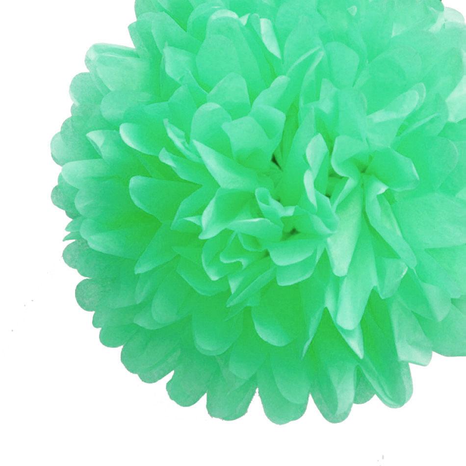 EZ-Fluff 8&quot; Cool Mint Green Tissue Paper Pom Poms Flowers Balls, Hanging Decorations (4 PACK) - PaperLanternStore.com - Paper Lanterns, Decor, Party Lights &amp; More