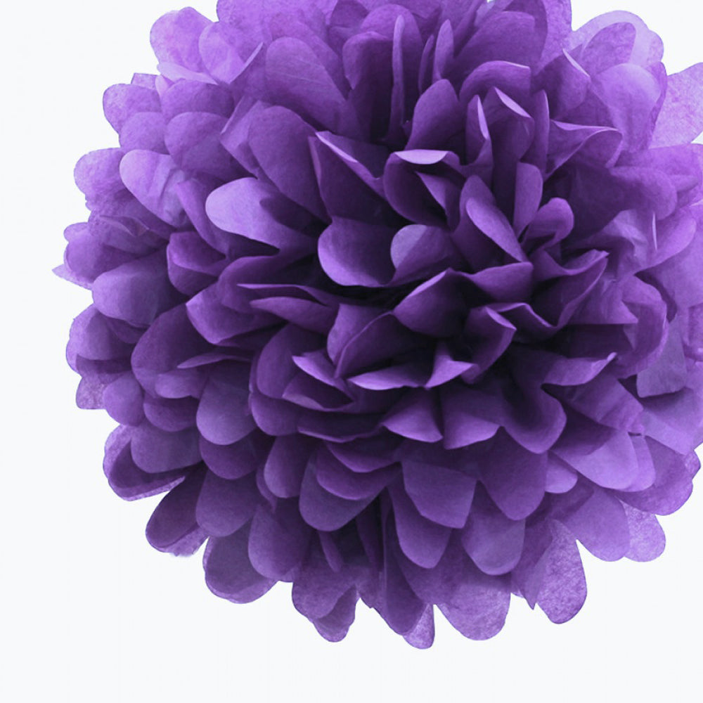 EZ-Fluff 8&quot; Dark Purple Tissue Paper Pom Pom Flowers, Hanging Decorations (4 PACK) - PaperLanternStore.com - Paper Lanterns, Decor, Party Lights &amp; More