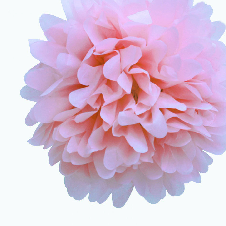 EZ-Fluff 8&quot; Light Pink Tissue Paper Pom Pom Flowers, Hanging Decorations (4 PACK) - PaperLanternStore.com - Paper Lanterns, Decor, Party Lights &amp; More