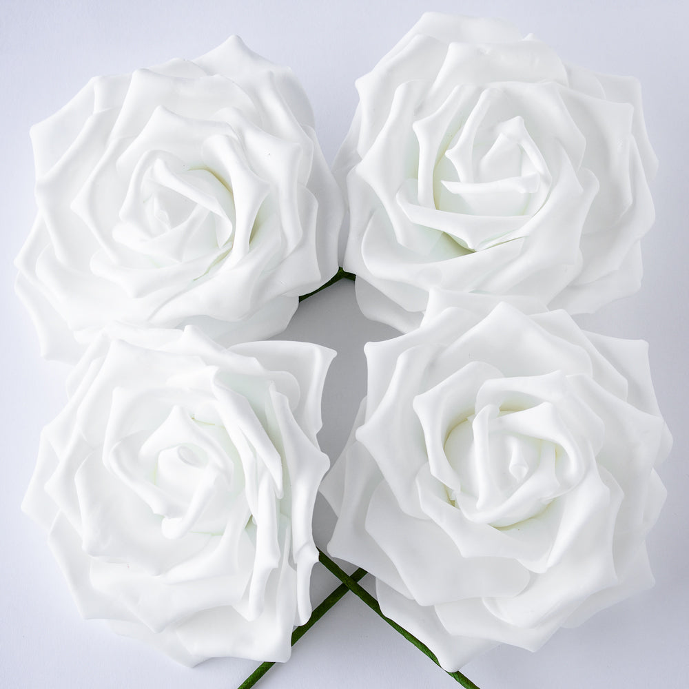 8-Inch White Garden Rose Foam Flower Backdrop Wall Decor, 3D Premade (4-PACK)  for Weddings, Photo Shoots, Birthday Parties and more - PaperLanternStore.com - Paper Lanterns, Decor, Party Lights & More